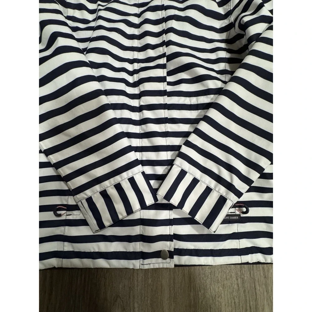 Saint James Mademoiselle Breton stripe Navy Blue‎ rain jacket Women Sz US 8